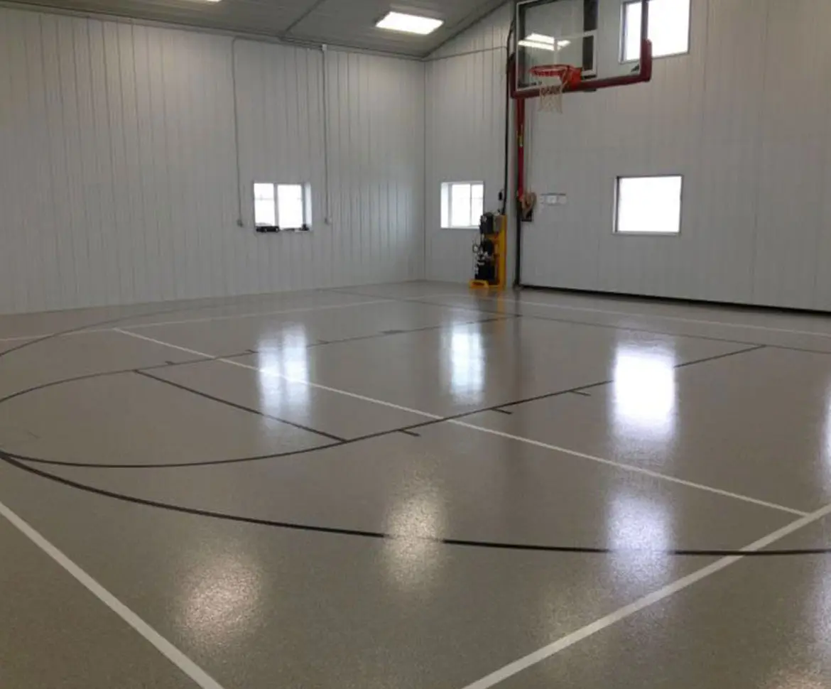 School corridor with seamless epoxy flooring