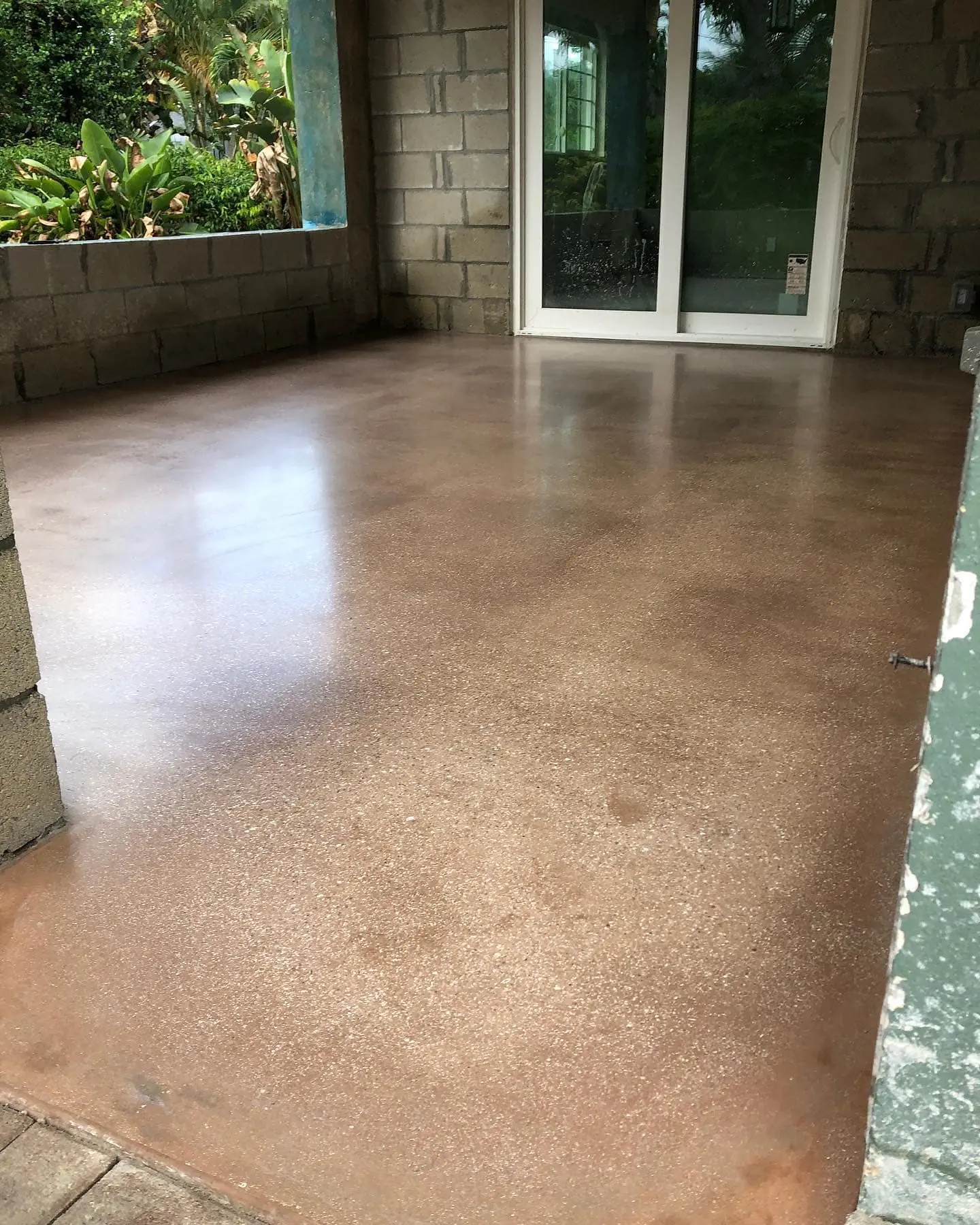 Polished concrete floor in a bright residential living space